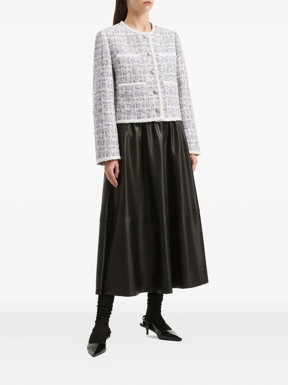 B+ab Tweed Frayed-edge Jacket In Purple
