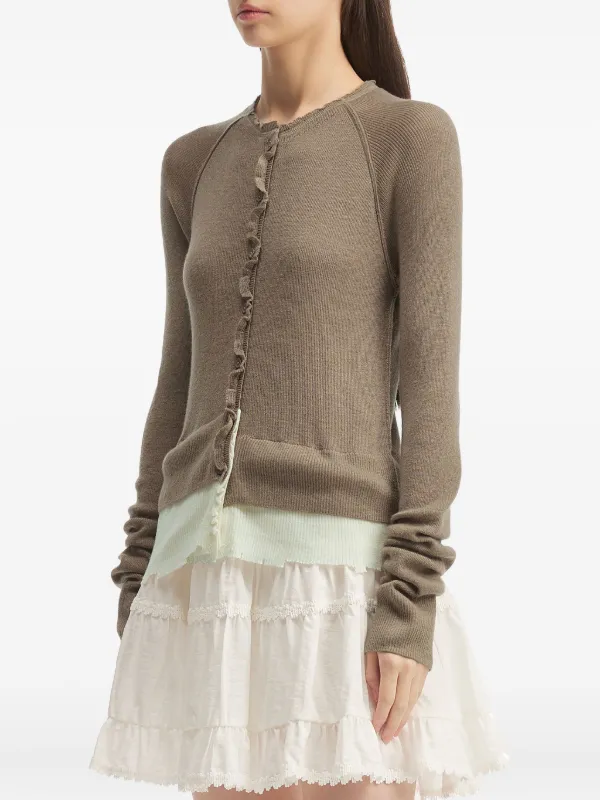 tout a coup ラッフルクロップドトップ Tout a Coup ラッフルトリム カーディガン | ブラウン | FARFETCH JP