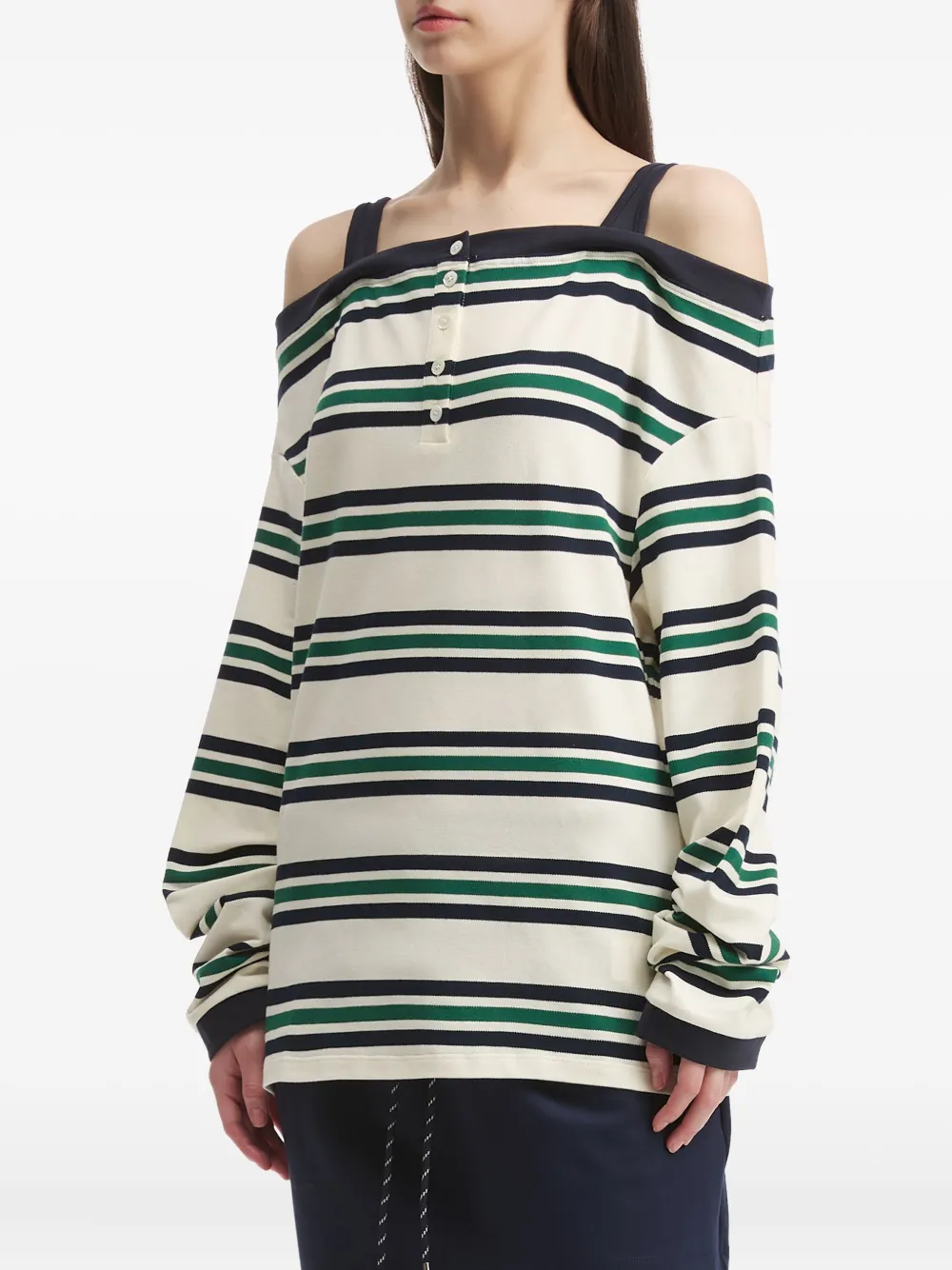 B+ab Off-shoulder Striped Top In White