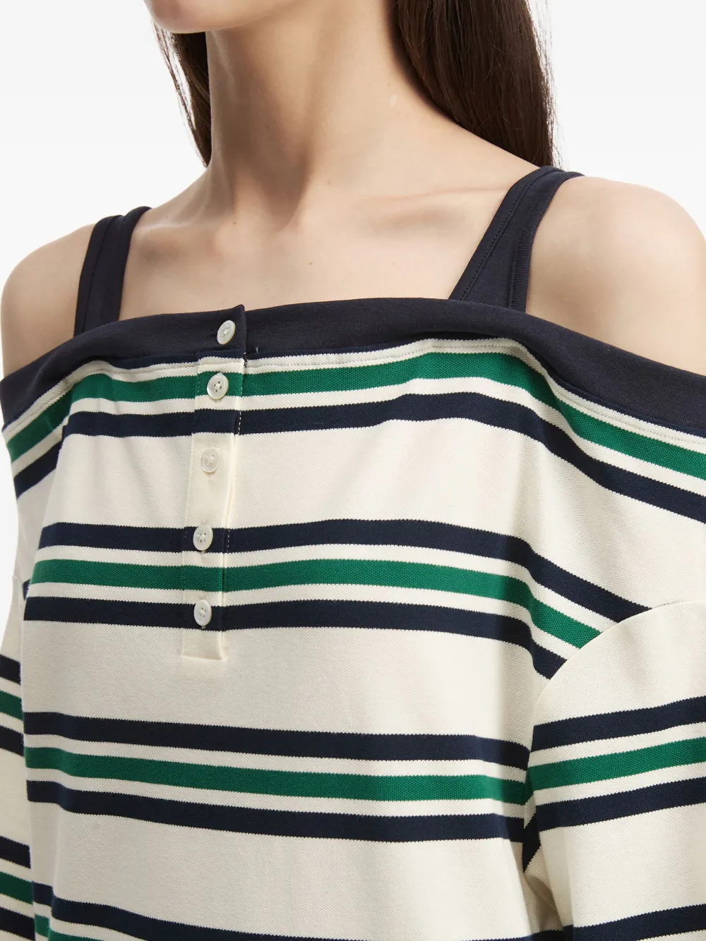 B+ab Off-shoulder Striped Top In White