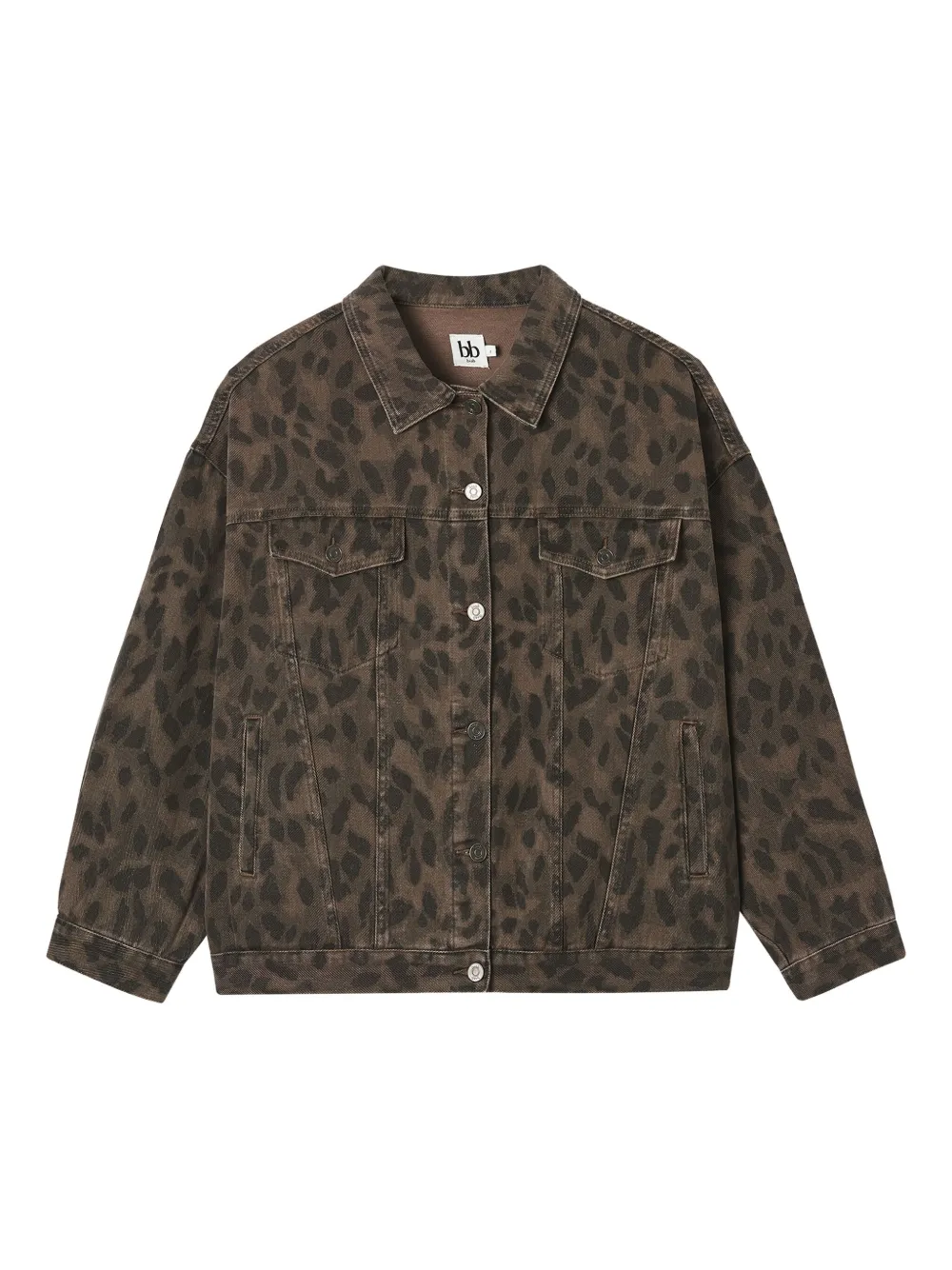 B+ab Leopard-pattern Denim Jacket In Brown