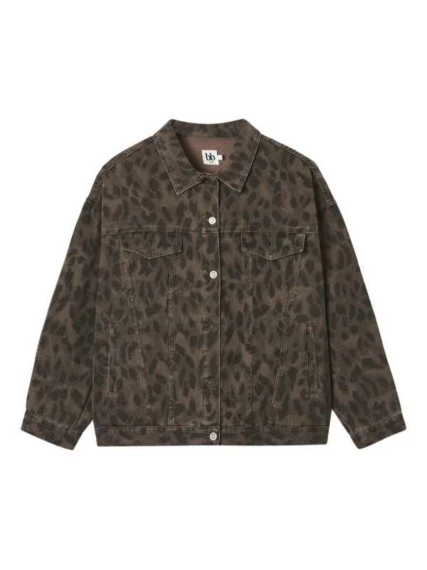 b+ab chamarra de mezclilla con motivo de leopardo