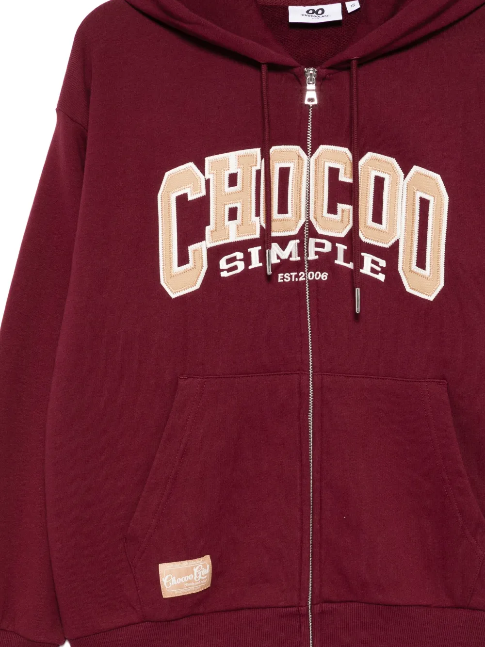 Chocoolate Embroidered-logo Zip-up Hoodie In Red