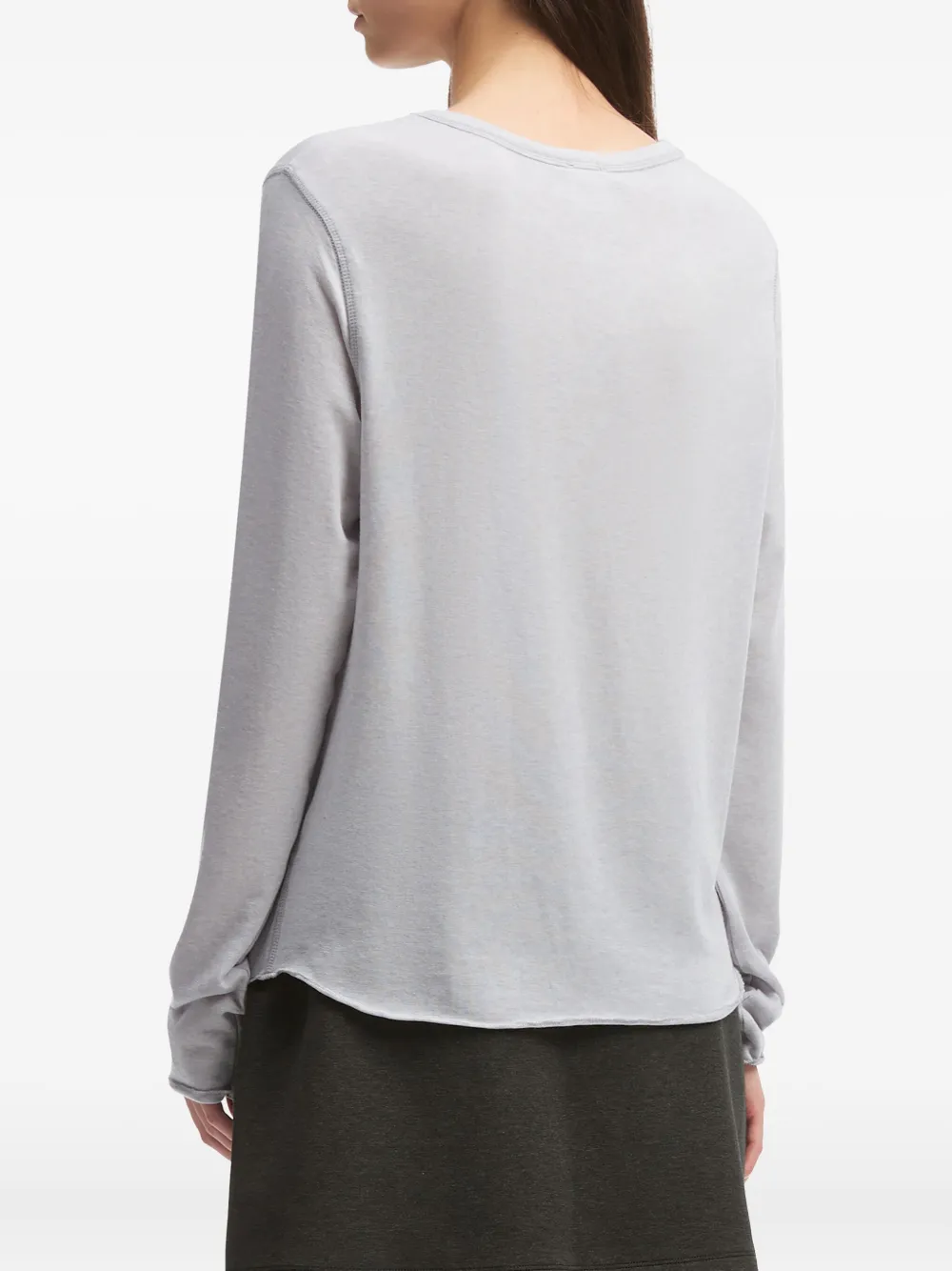 B+ab Raw-edge Long-sleeved T-shirt In Gray