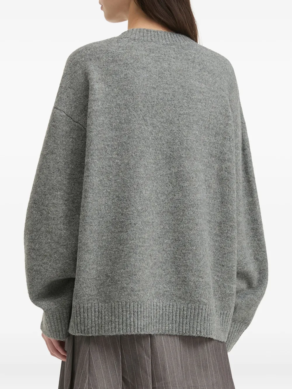 Tout A Coup Cat-embellishment Crew-neck Sweater In Gray