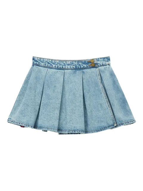 Mini Cream pleated denim mini skirt