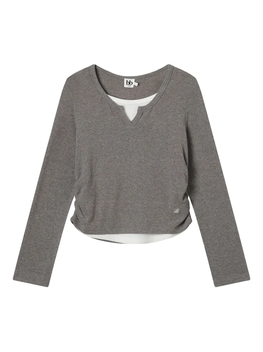 B+ab Side-ruched Long-sleeved T-shirt In Gray
