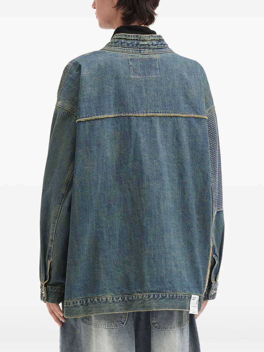 Musium Div. Denim jack met geborduurd patchwork Blauw
