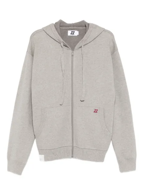 izzue logo-patch knitted jacket