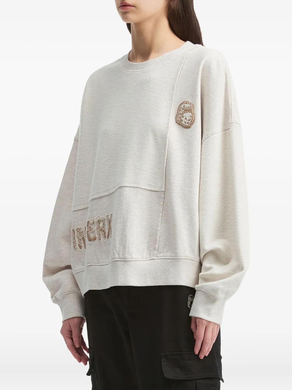 Fingercroxx Embroidered Panel Sweatshirt In Gray