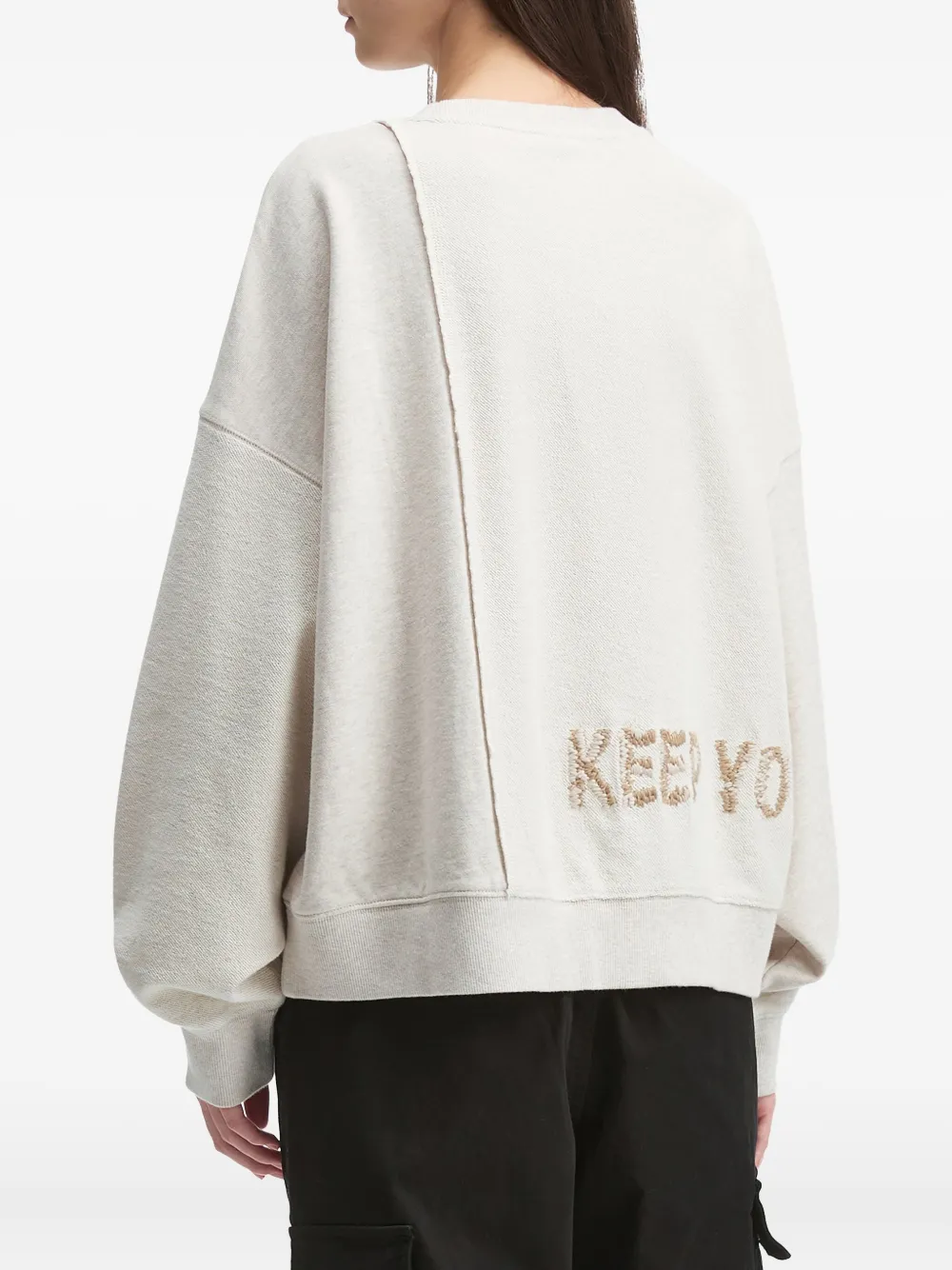 Fingercroxx Embroidered Panel Sweatshirt In Gray