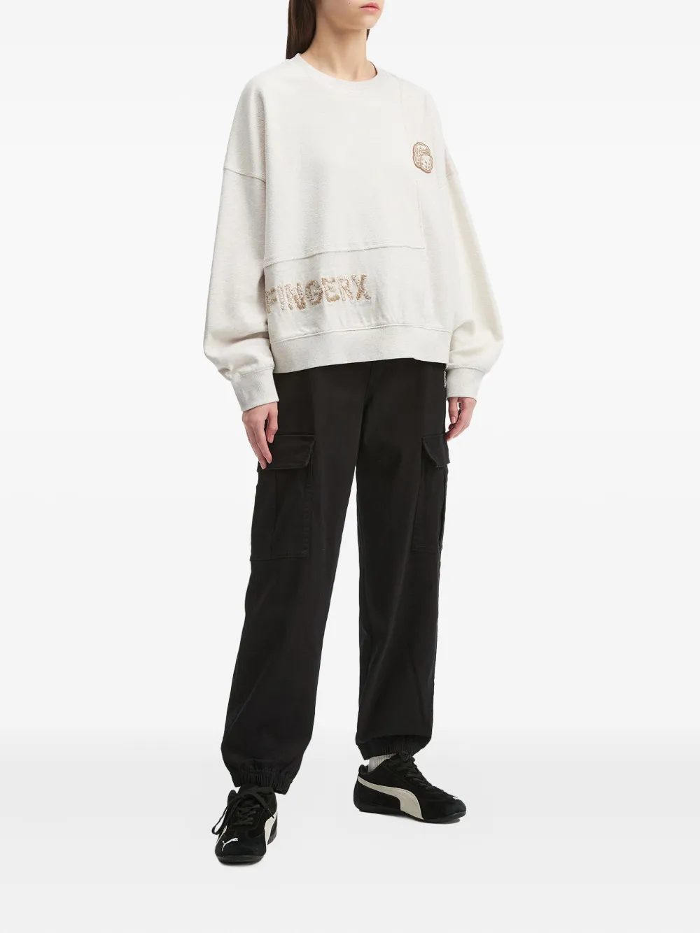 Fingercroxx Embroidered Panel Sweatshirt In Gray