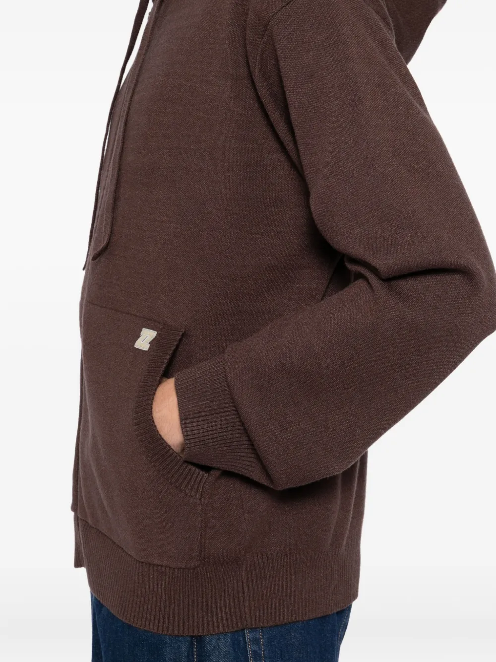 Izzue Logo-patch Knitted Jacket In Brown