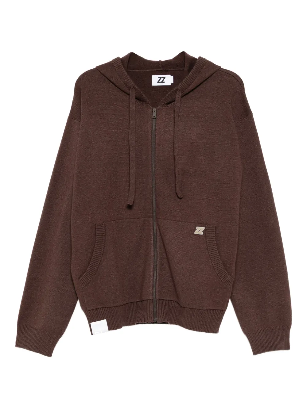 Izzue Logo-patch Knitted Jacket In Brown