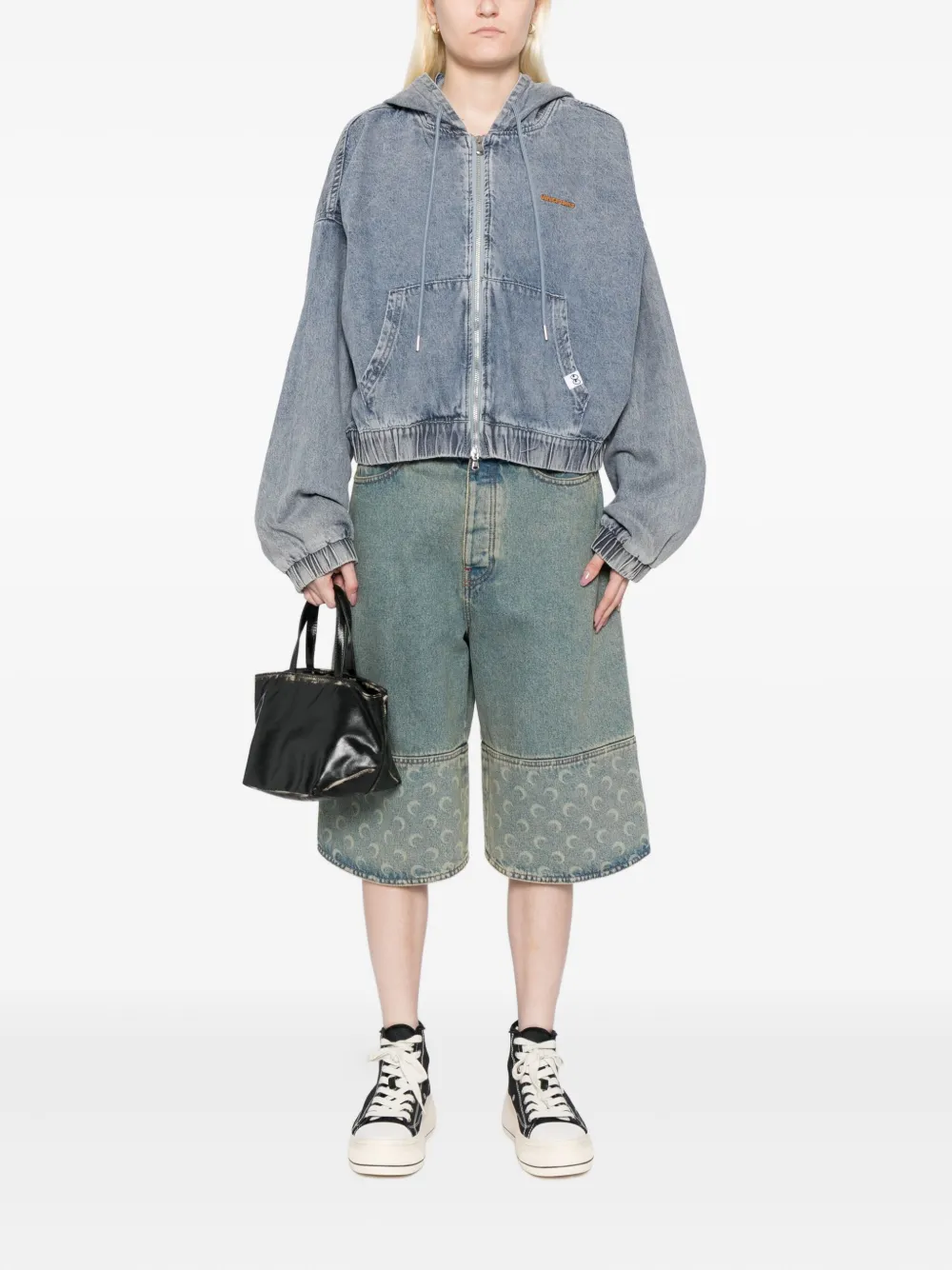 Mini Cream Logo-embroidered Jacket In Blue