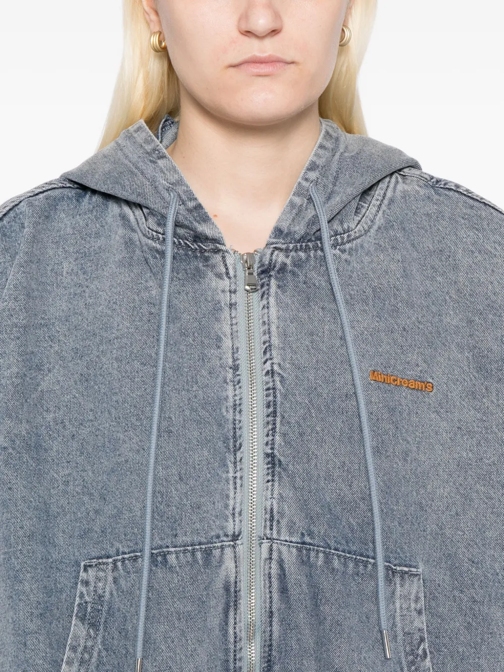 Mini Cream Logo-embroidered Jacket In Blue
