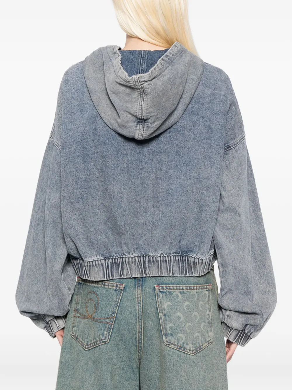 Mini Cream Logo-embroidered Jacket In Blue