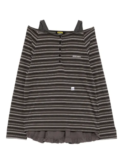 Mini Cream striped skirt set 