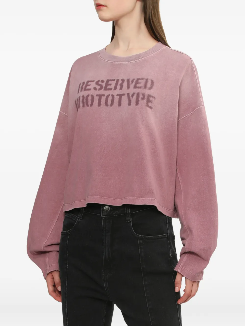 Izzue Printed-cropped Sweatshirt In Pink