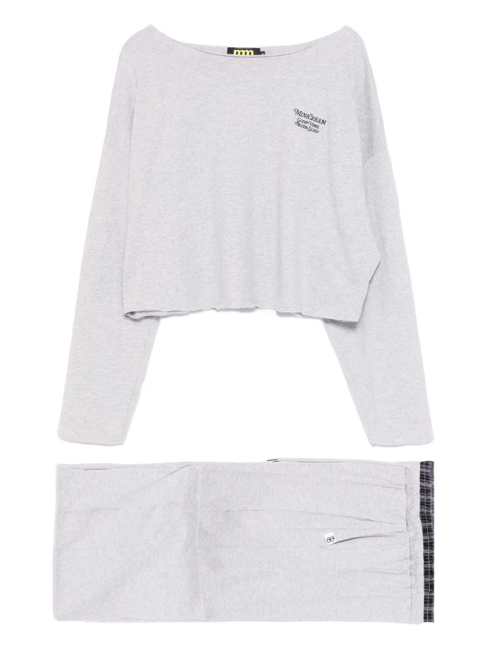 Mini Cream logo-embroidered T-shirt and trousers set | Grey | Image 1