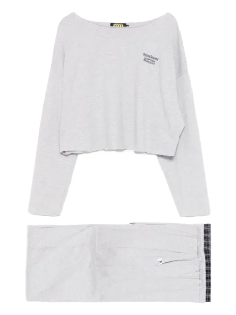 Mini Cream logo-embroidered T-shirt and trousers set