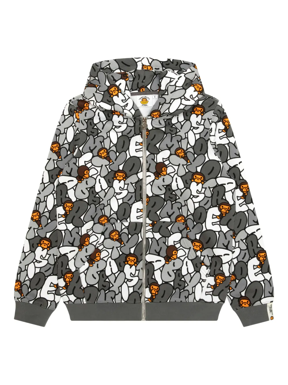 *baby Milo® Store By *a Bathing Ape® Graphic-print Zip-up Hoodie In Gray