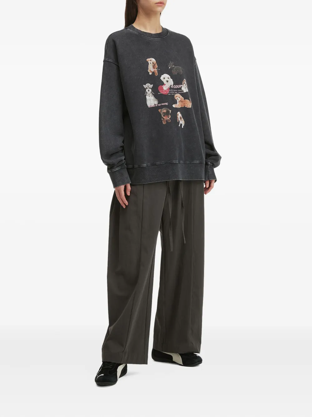 Tout A Coup Dog-print Sweatshirt In Black