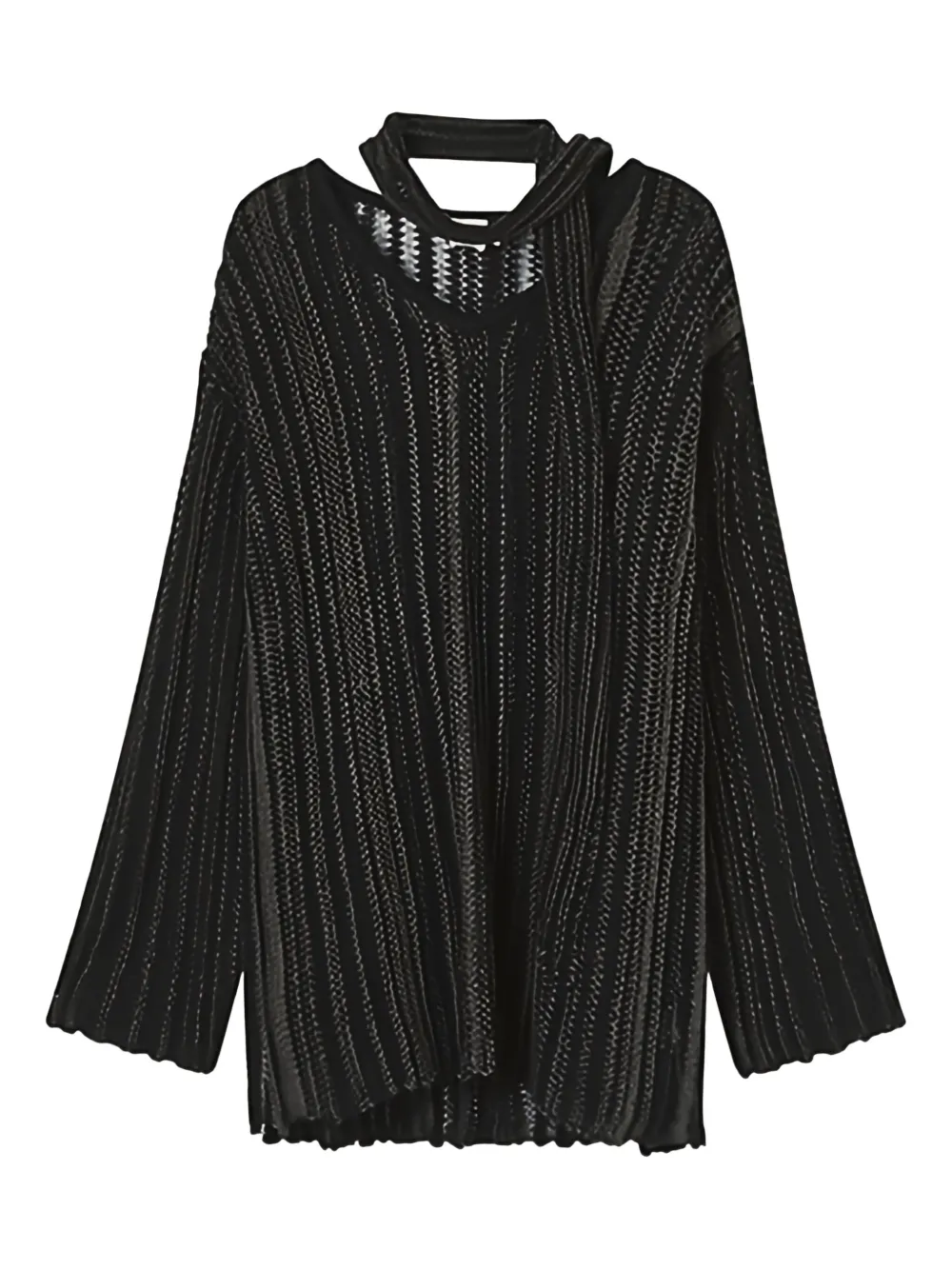b+ab tie-neck ribbed-knit sweater | Black | Image 1