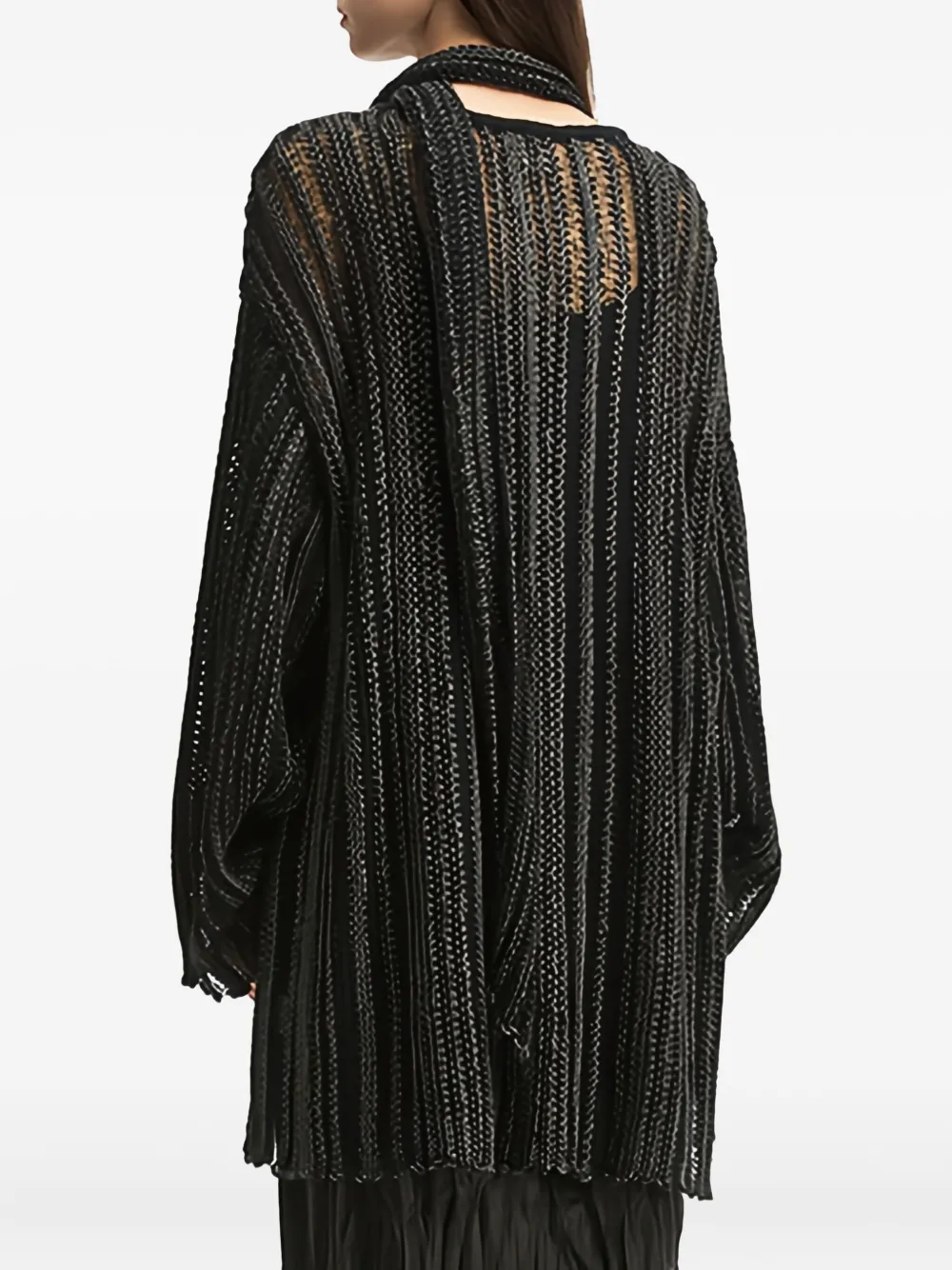 B+ab Tie-neck Ribbed-knit Sweater In Black