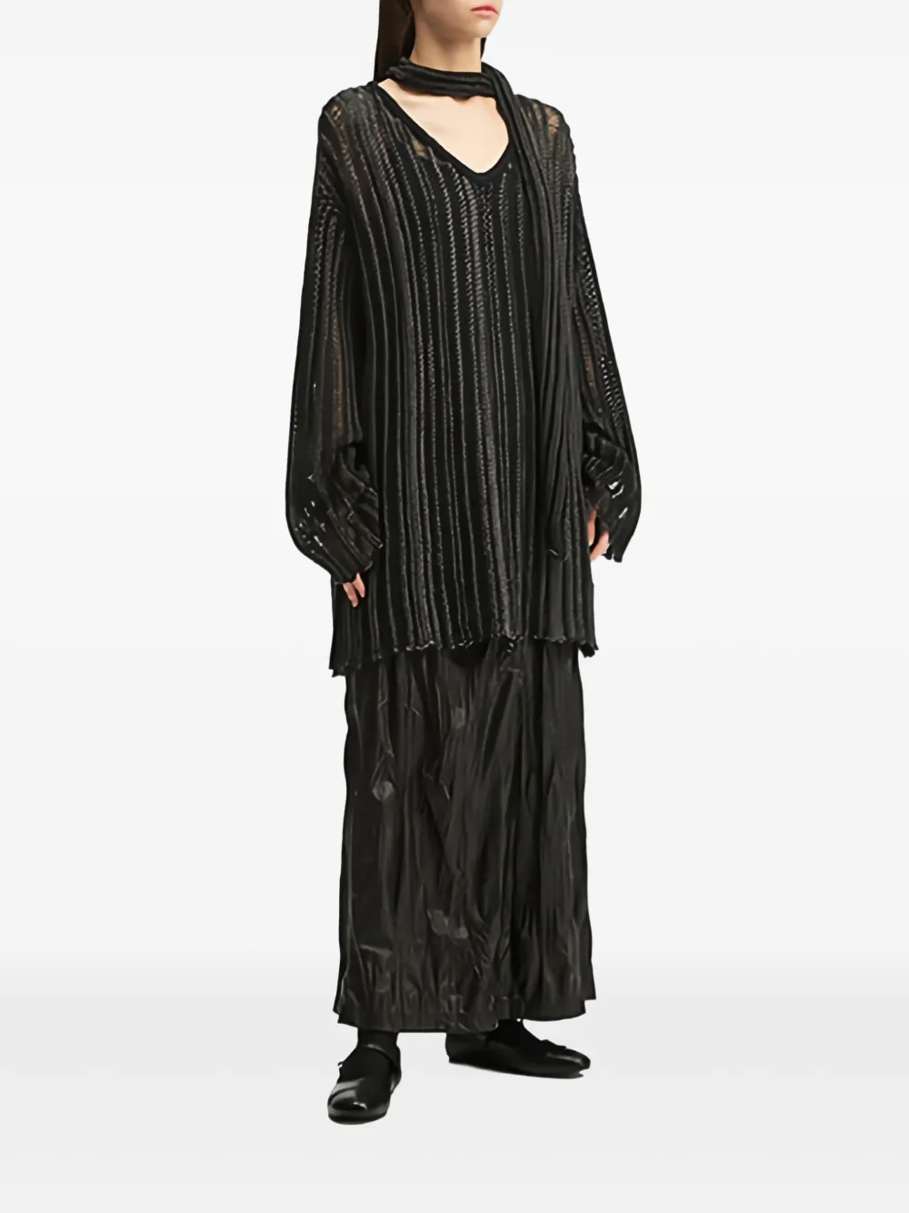 b+ab tie-neck ribbed-knit sweater | Knitted Sweaters | Image 2