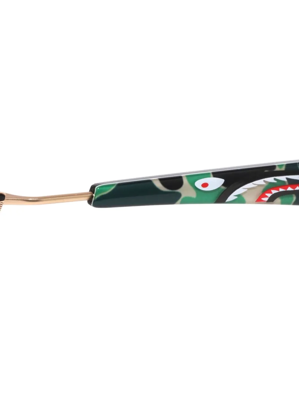 A BATHING APE Bril met rond montuur en haaienpatroon Zwart