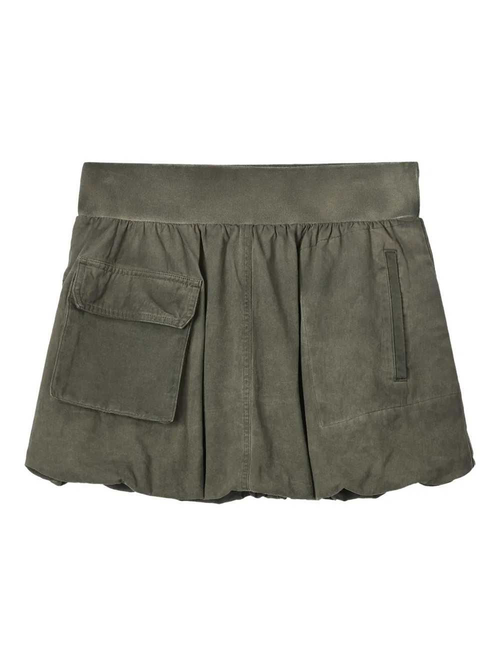 Mini Cream Elasticated Balloon Mini Skirt In Green