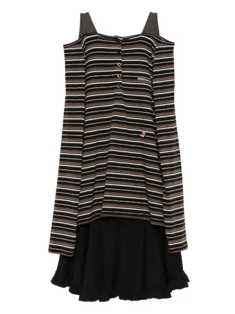 Mini Cream logo-embroidered T-shirt and skirt set