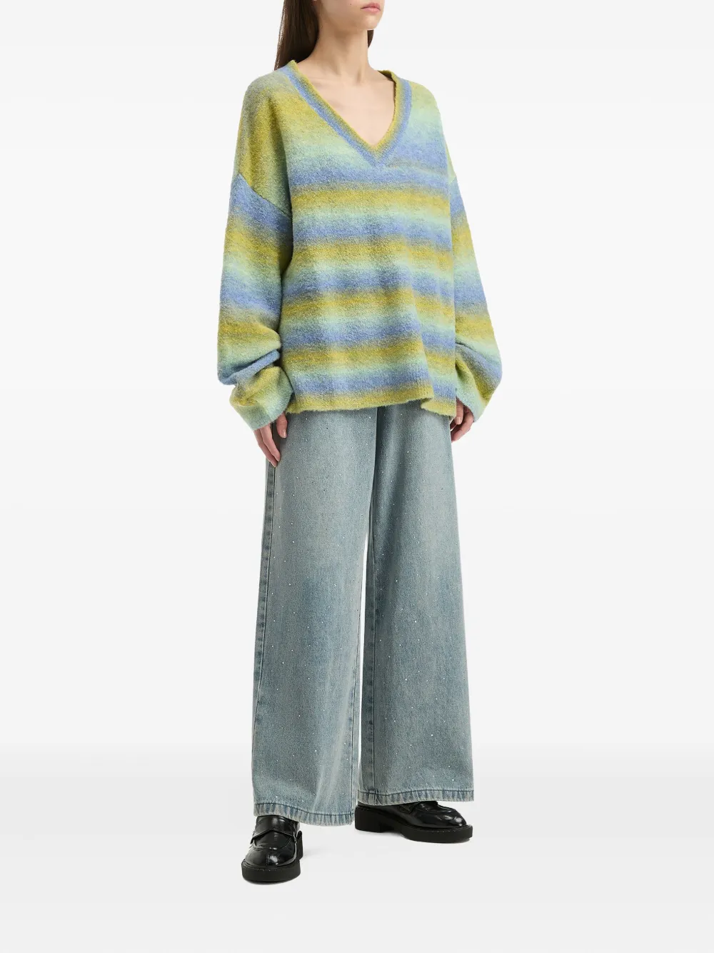 b+ab V-neck striped sweater | Knitted Sweaters | Image 2