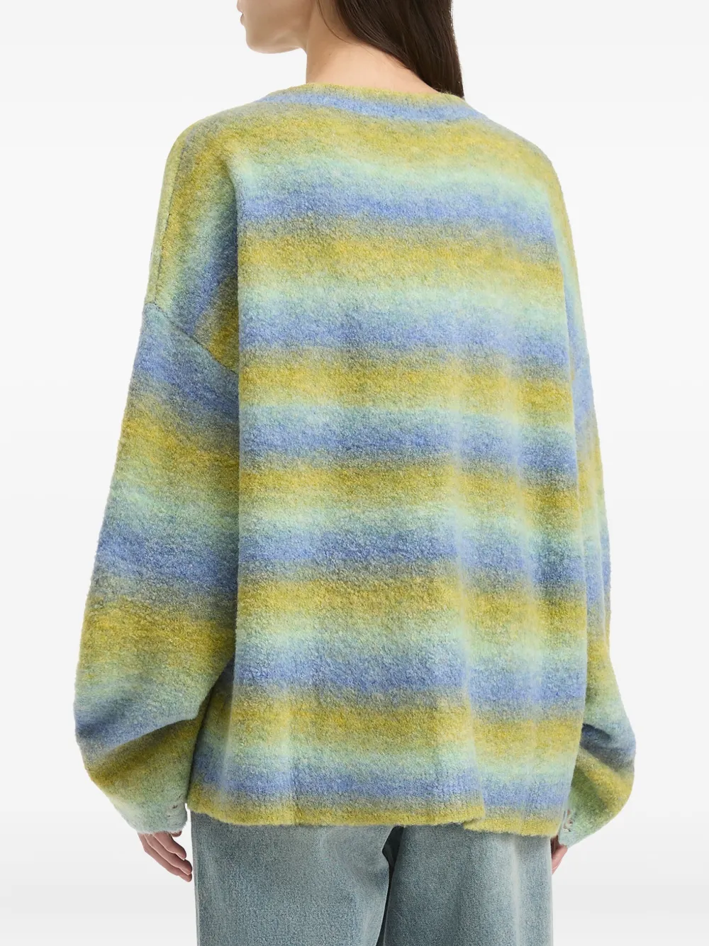 B+ab V-neck Striped Sweater In Green
