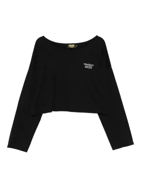 Mini Cream logo-embroidered T-shirt & logo-patch trousers set