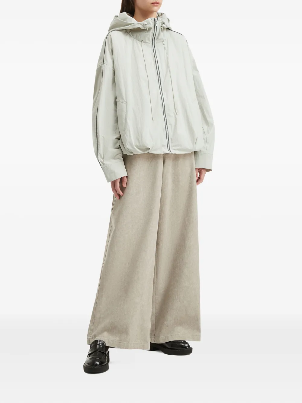 B+ab Hooded Piped-trim Jacket In Gray