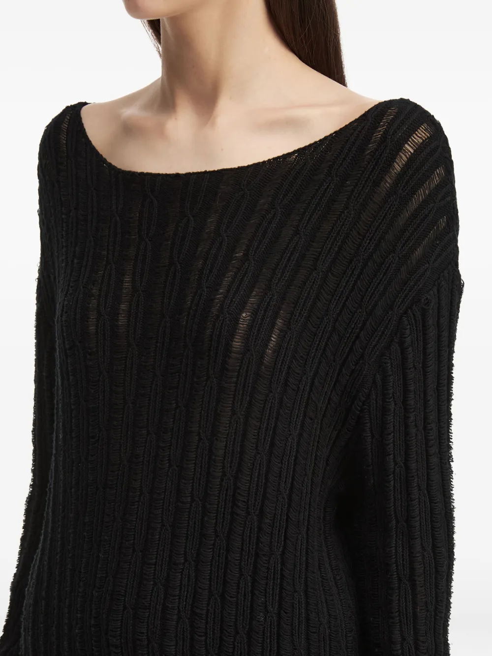 B+ab Ribbed-knit Ruffled Jumpsuit In Black
