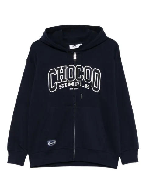 CHOCOOLATE logo-embroidered zip-up hoodie