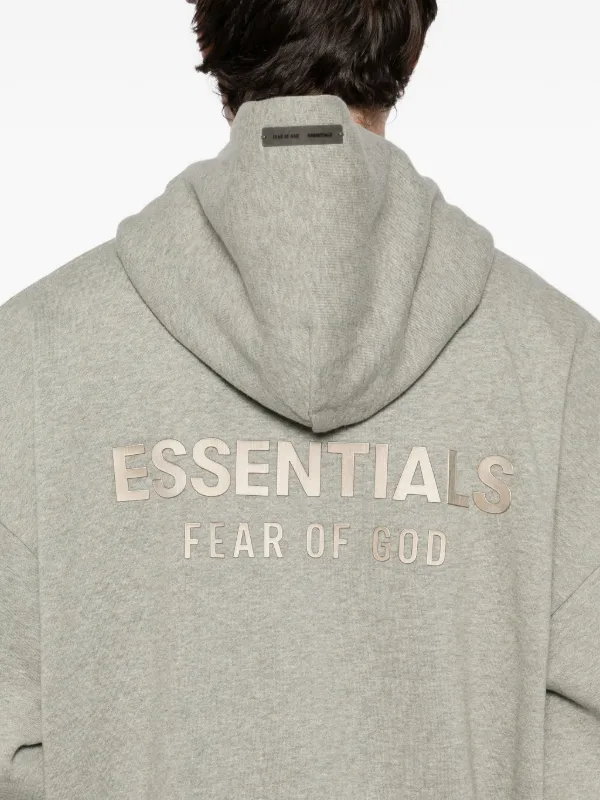 FEAR OF GOD ESSENTIALS Logo Appliqué Hoodie | Grey | FARFETCH
