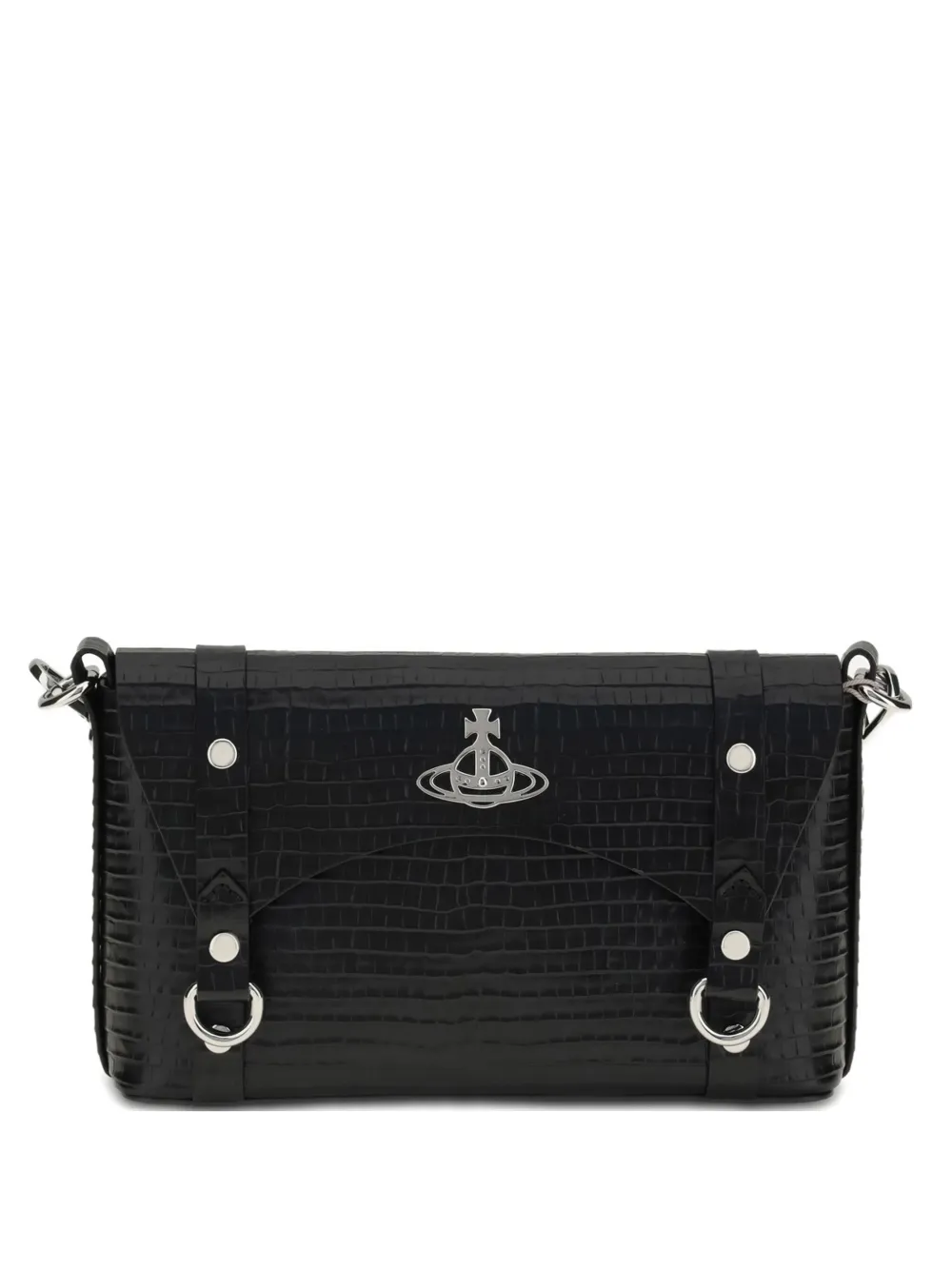 Vivienne Westwood Kimmy Crocodile-effect Cross Body Bag In Black