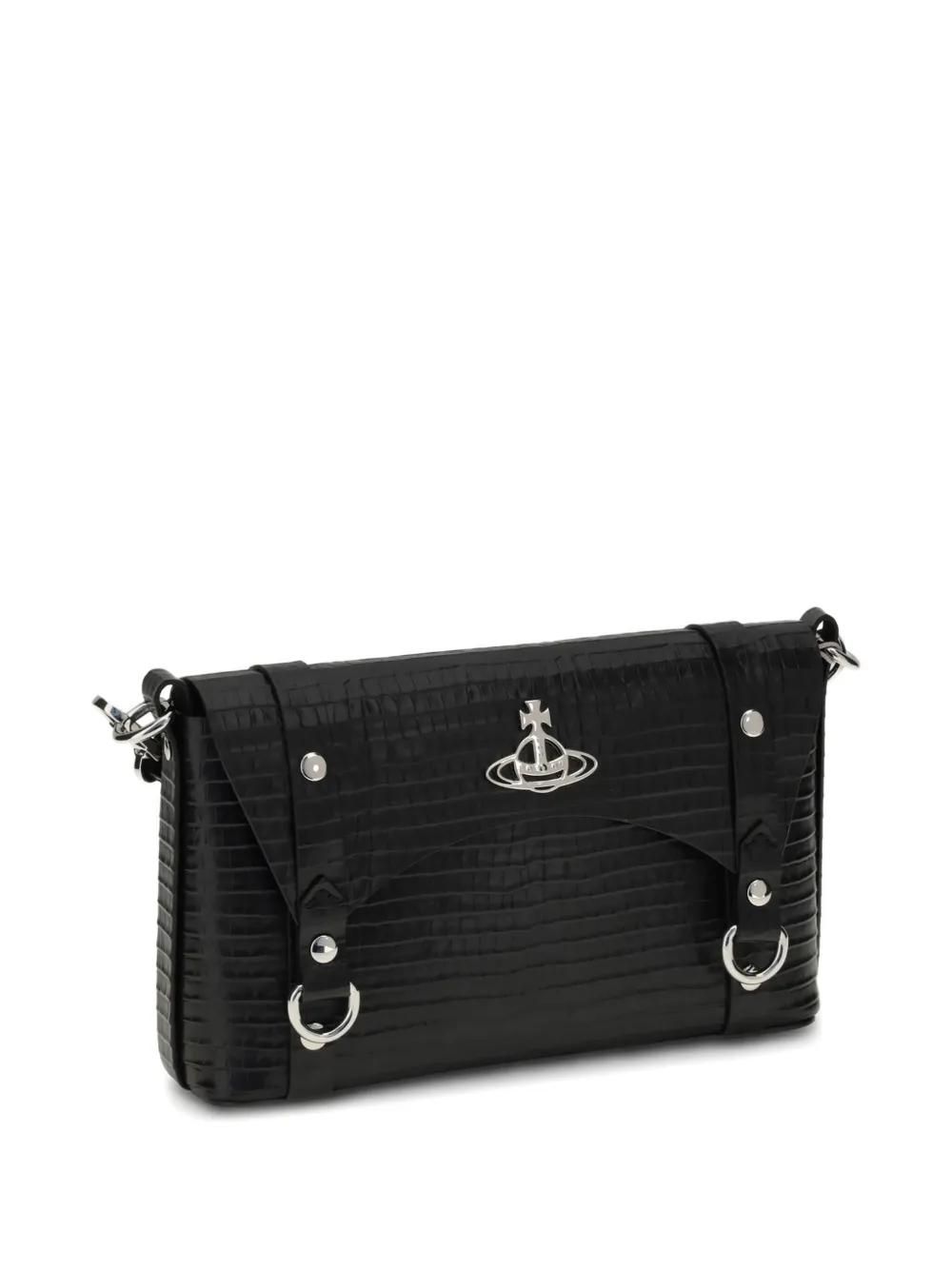 Vivienne Westwood Kimmy Crocodile-effect Cross Body Bag In Black