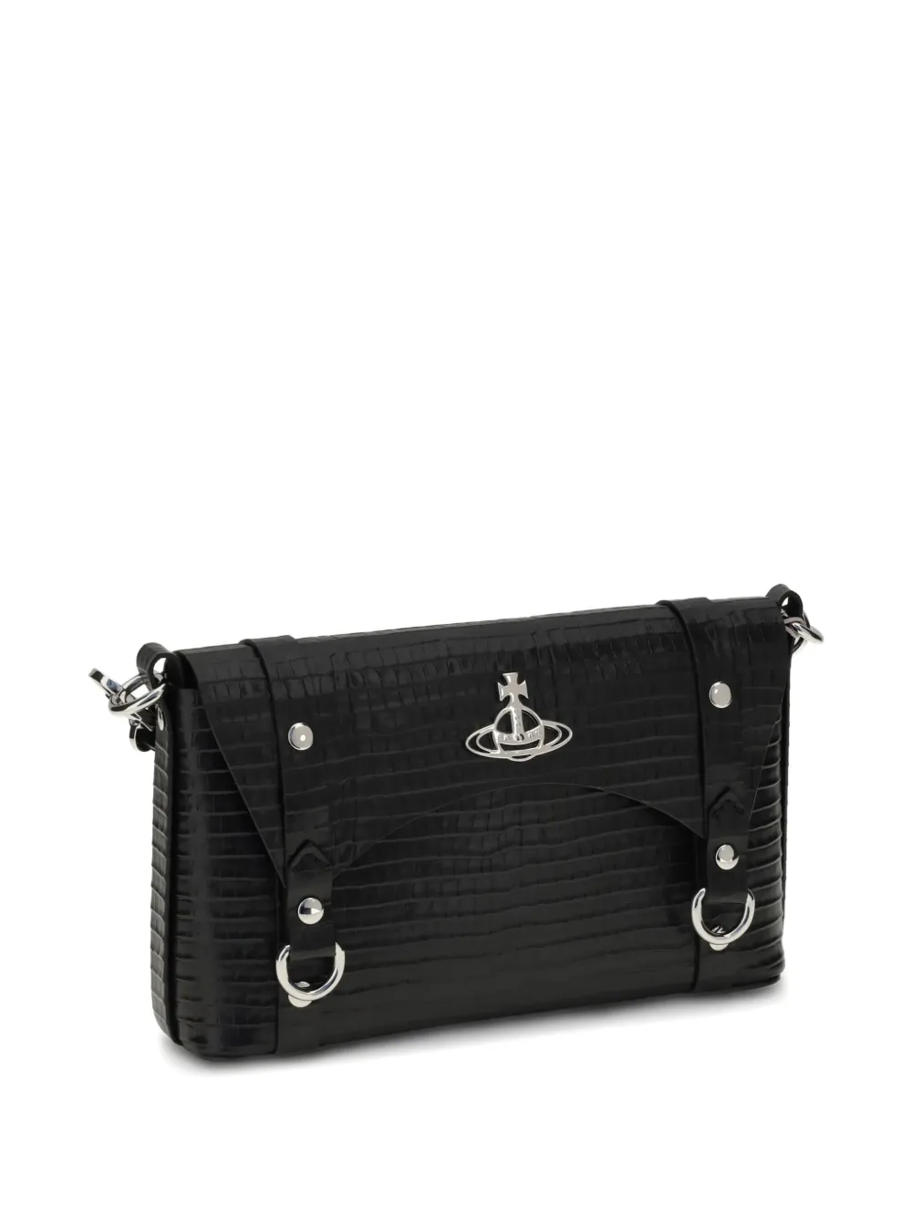 Vivienne Westwood Kimmy Crocodile-effect Cross Body Bag In Black