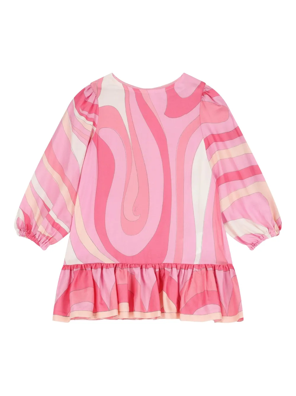 Pucci Junior Swirl-print Ruffled Dress In Pink