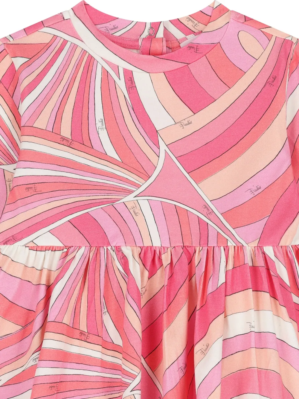 Pucci Junior Swirl-print Smocked Dress In Pink
