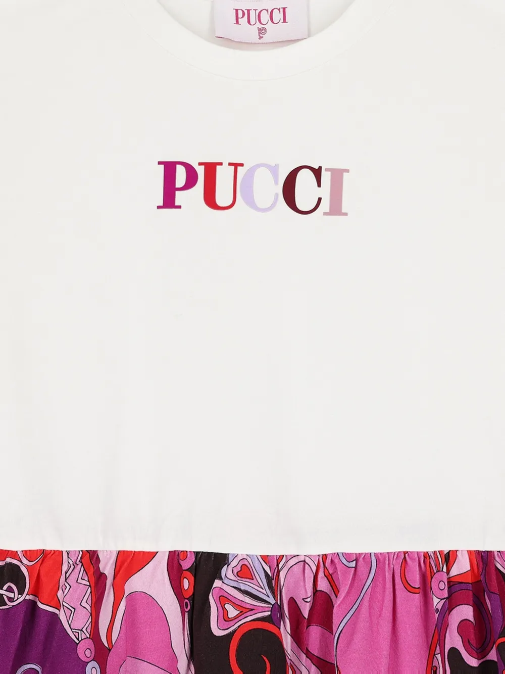 Pucci Junior Orchidee Logo-embroidered Ruffled Dress In Multi