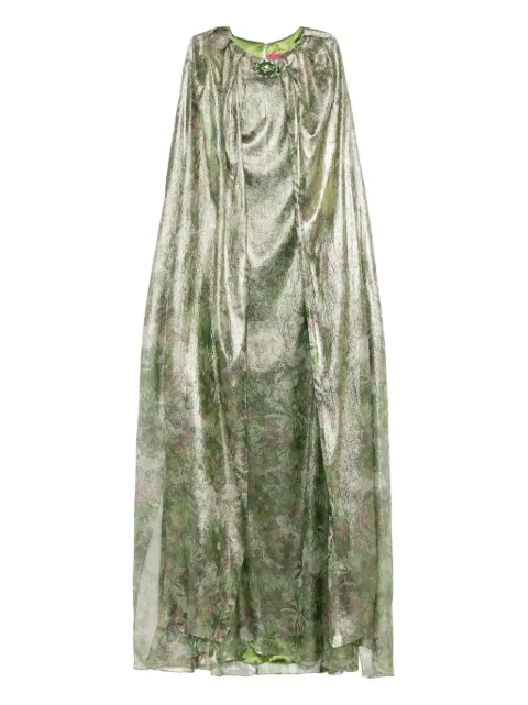 MIAU by Clara Rotescu floral-print metallic dress