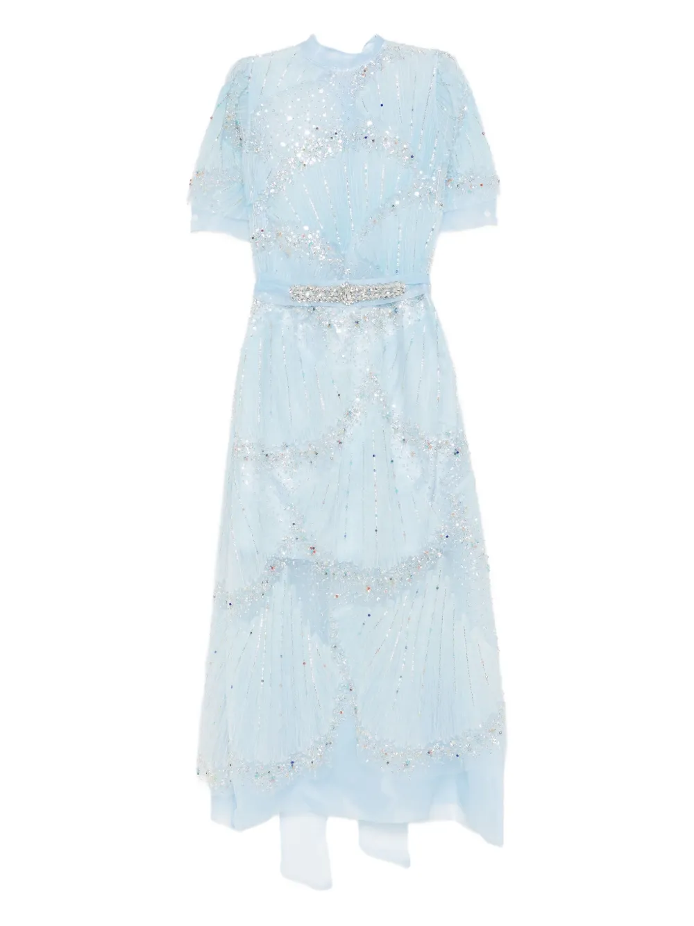 Miau By Clara Rotescu Crystal-embellishment Midi Dress In Blue