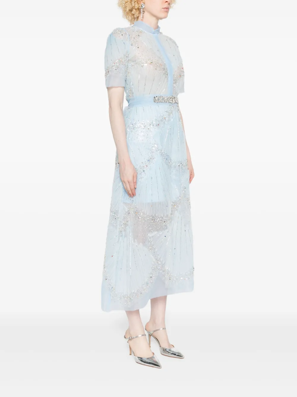 MIAU by Clara Rotescu Midi-jurk verfraaid met kristallen Blauw