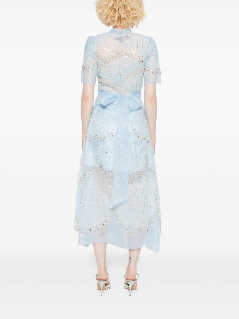 MIAU by Clara Rotescu Midi-jurk verfraaid met kristallen Blauw